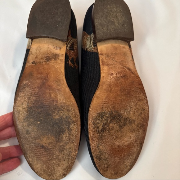 Talbots Black Rooster Embroidered Flats - Picture 4 of 11